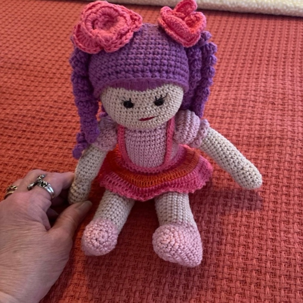 Handmade Purple and Pink Crochet Doll
